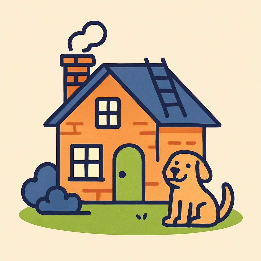 Drawing of a house with a chimney